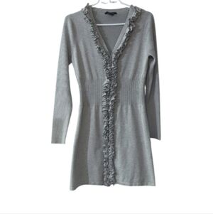 Size M Dulcinea Women's Gray Ruffled Sweater Dress